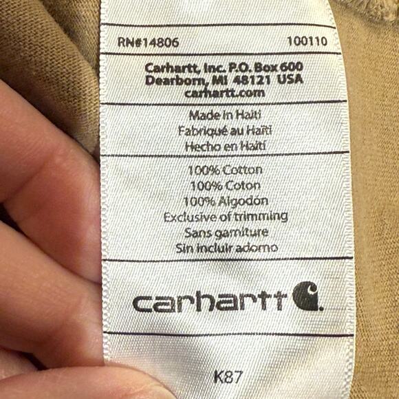 Carhartt Original Fit Mens Size Large Tan Short Sleeve T-Shirt - Picture 5 of 6